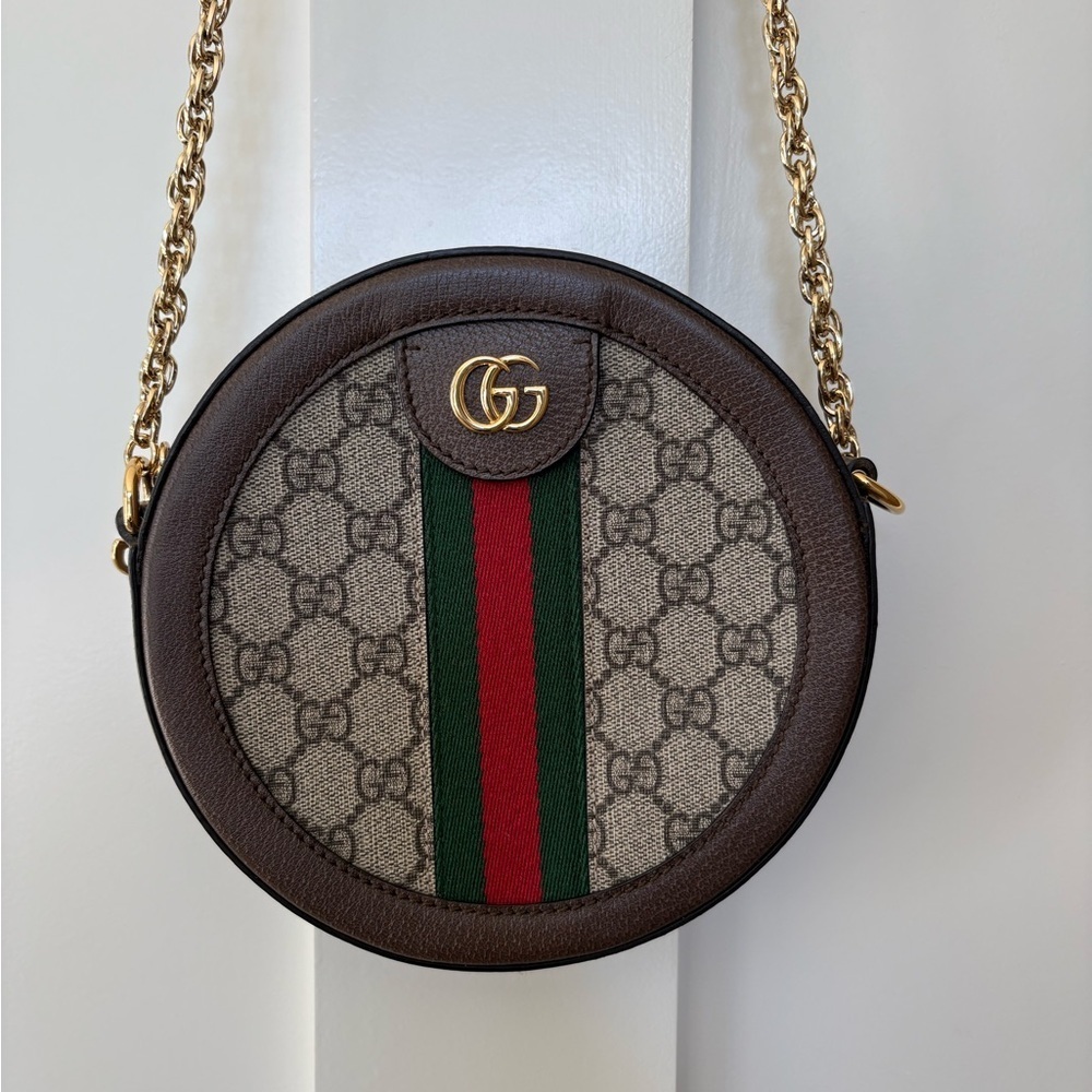 GUCCI GG SUPREME MONOGRAM OPHIDIA ROUND SHOULDER BAG - Picture 2 of 14